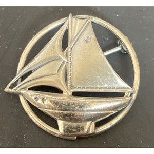 VINTAGE BEAU STERLING SILVER SAILBOAT BROOCH PIN - ELEGANT DESIGN - 925 SILVER